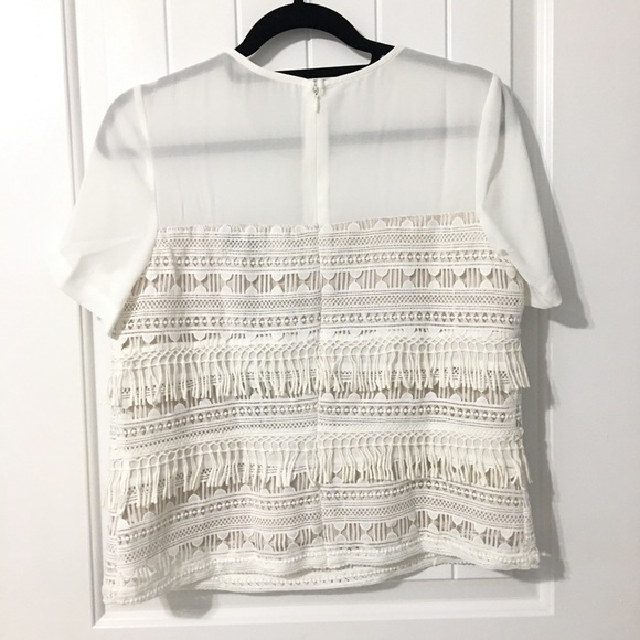 NWT Greylin White Fringe Blouse - Picture 4 of 5